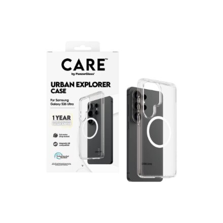 CARE by PanzerGlass Urban Explorer Case Transparent w. White Qi Samsung New Galaxy S26 Ultra , PanzerGlass