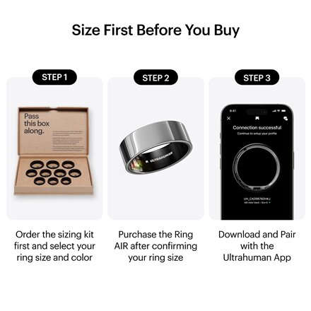 Ultrahuman , Ring Air , Space Silver , Size 12 , Smart Ring