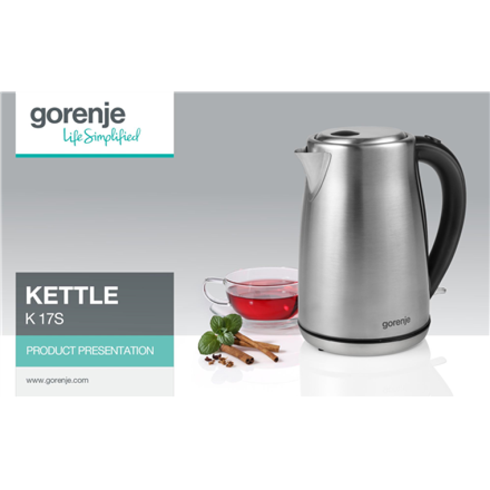 Gorenje , Kettle , K17S , Electric , 2000 W , 1.7 L , Stainless steel , 360° rotational base , Stainless steel