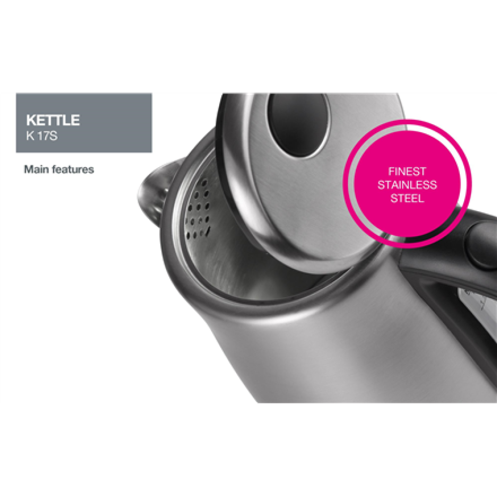 Gorenje , Kettle , K17S , Electric , 2000 W , 1.7 L , Stainless steel , 360° rotational base , Stainless steel