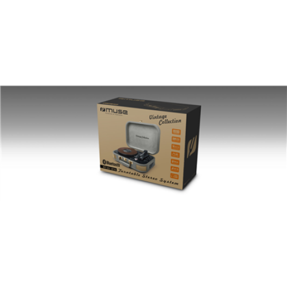 Muse , Turntable Stereo System , MT-201 BTG , Grey , USB port , AUX in