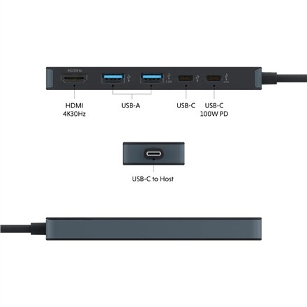 Hyper HyperDrive Flex 5 Port USB-C Hub , HD4101BKGL , HDMI ports quantity 1