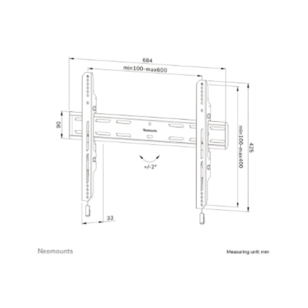 Neomounts Wall mount , WL30S-850BL16 TV mount , Micro adjustment , 42-86 , Maximum weight (capacity) 60 kg , Black