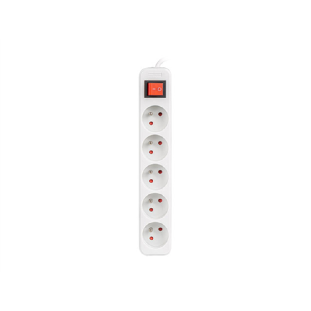 Lanberg Cable Power Strip, 5X French Outlets with Switch, Quality-Grade Copper, 3 m , PS1-05E-0300-W