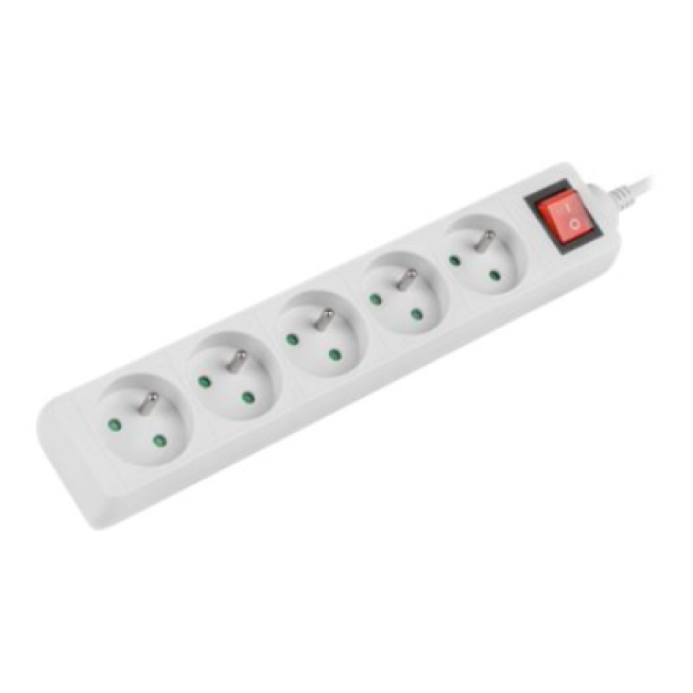 PS1-05E-0300-W Lanberg Cable Power Strip, 5X French Outlets with Switch, Quality-Grade Copper, 3 m , PS1-05E-0300-W