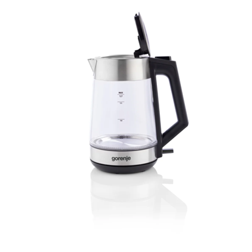 Gorenje K17OGS , Kettle , Electric , 1.7 L , 2200 W , 360° rotational base , Stainless steel/Glass , Stainless steel