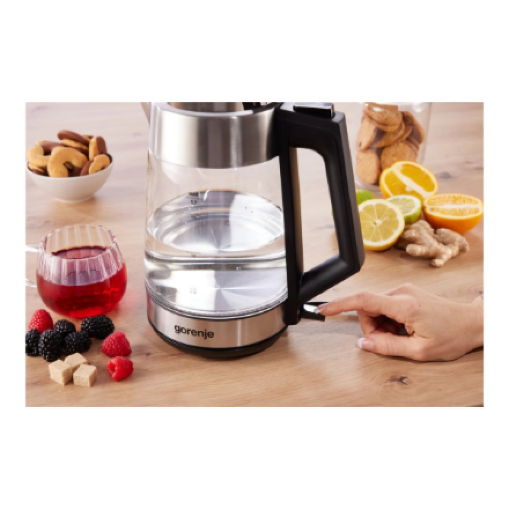 Gorenje , K17OGS , Kettle , Electric , 1.7 L , 2200 W , 360° rotational base , Stainless steel/Glass , Stainless steel