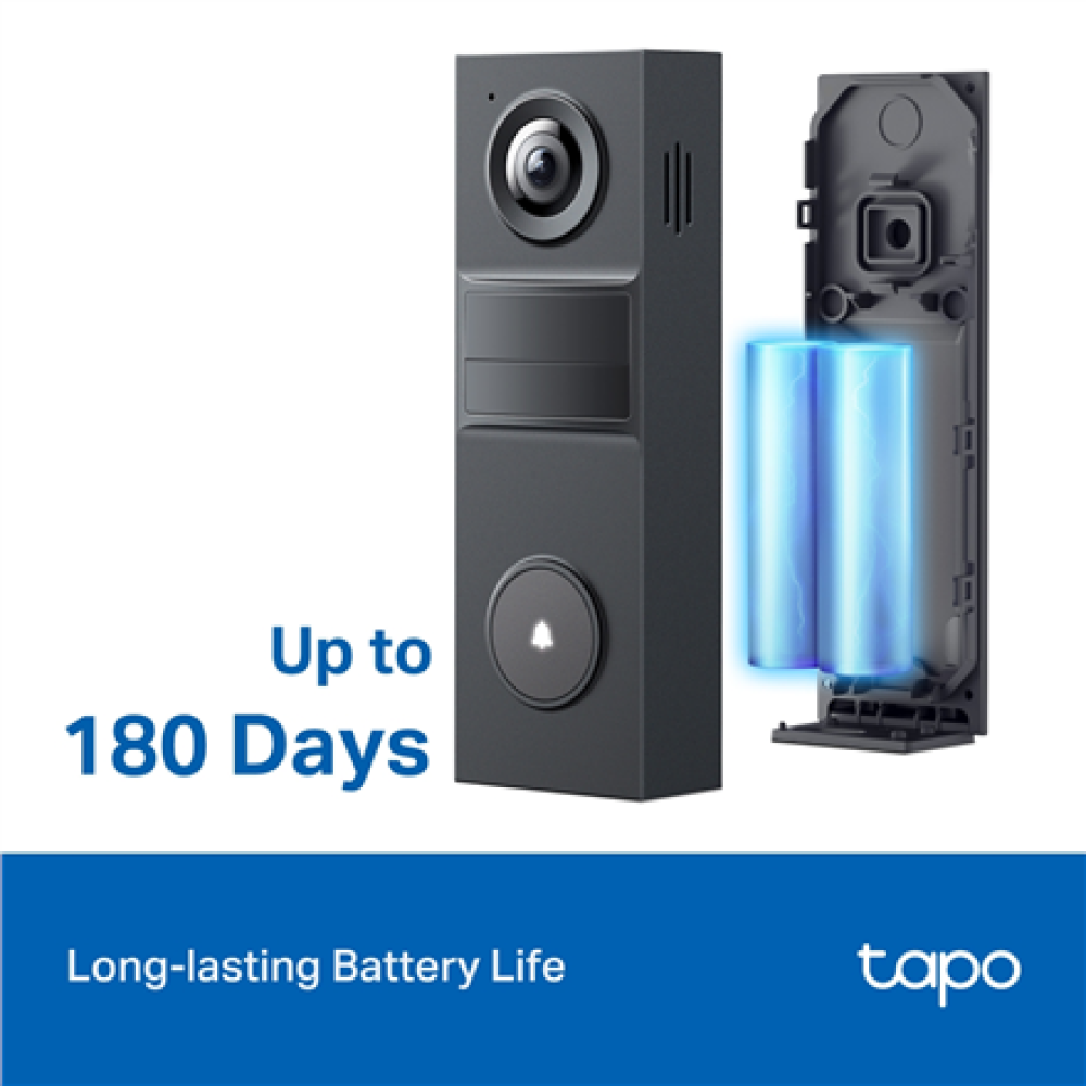 TP-LINK 2K Battery Video Doorbell , Tapo D205 , 3 MP , 2.4mm/F2.2 , IP54 , H.264 , Micro SD, Max. 512