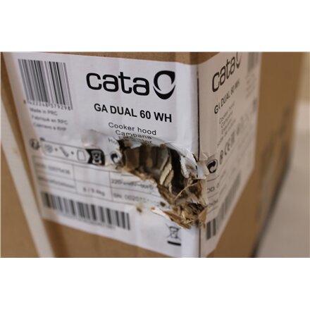 SALE OUT. Cata Hood GA DUAL 60 WH Width 60cm, Max 737 m³/h, Stainless steel , CATA GA DUAL 60 WH , Hood , Canopy , Energy efficiency class A++ , Width 60 cm , Touch sensitive , 737 m³/h , LED , Stainless steel , DAMAGED PACKAGING , 24 month(s)