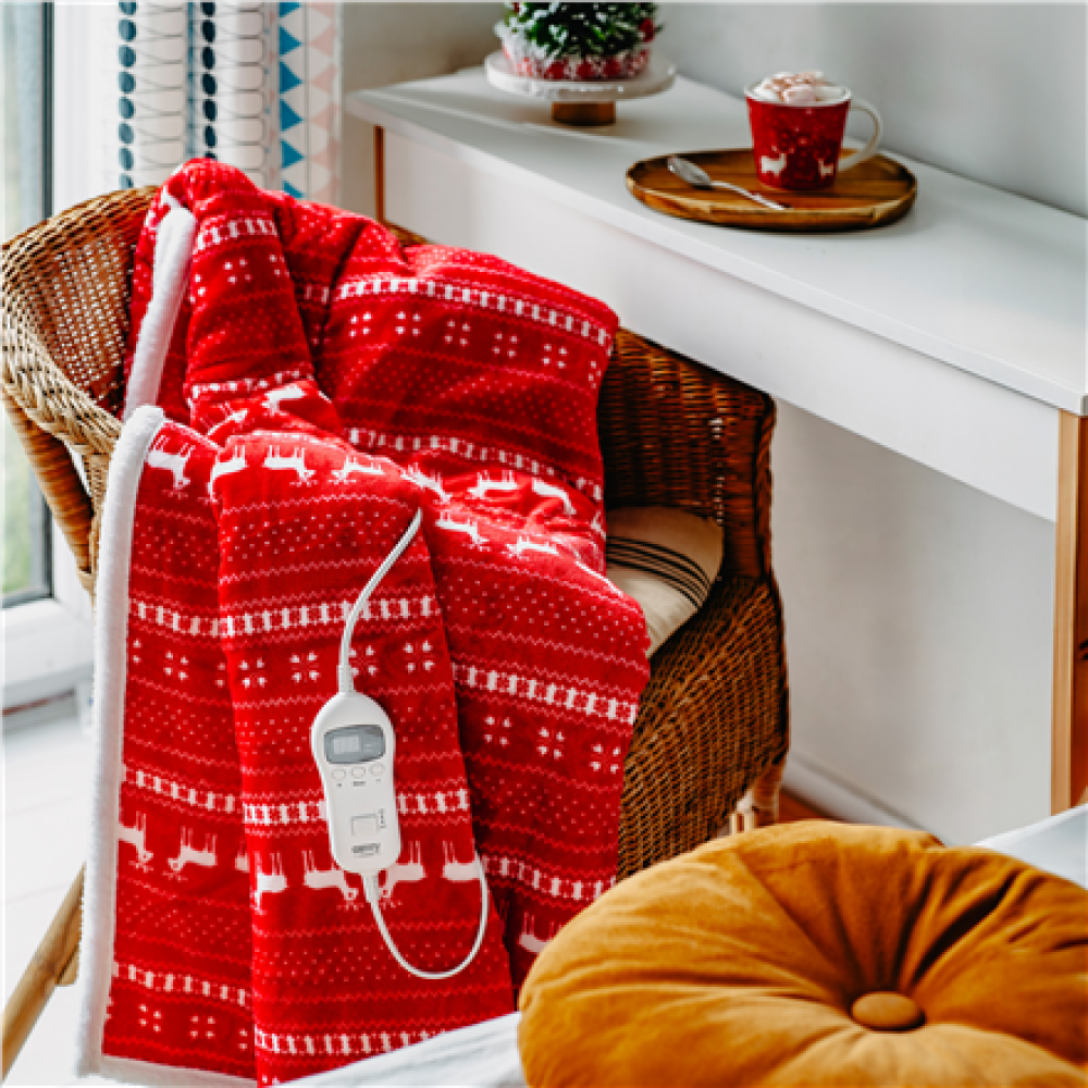 Camry , Electric Heating Throw-Blanket with Timer , CR 7441 , Number of heating levels 10 , Number of persons 1 , Remote control , 120 W , Red/White