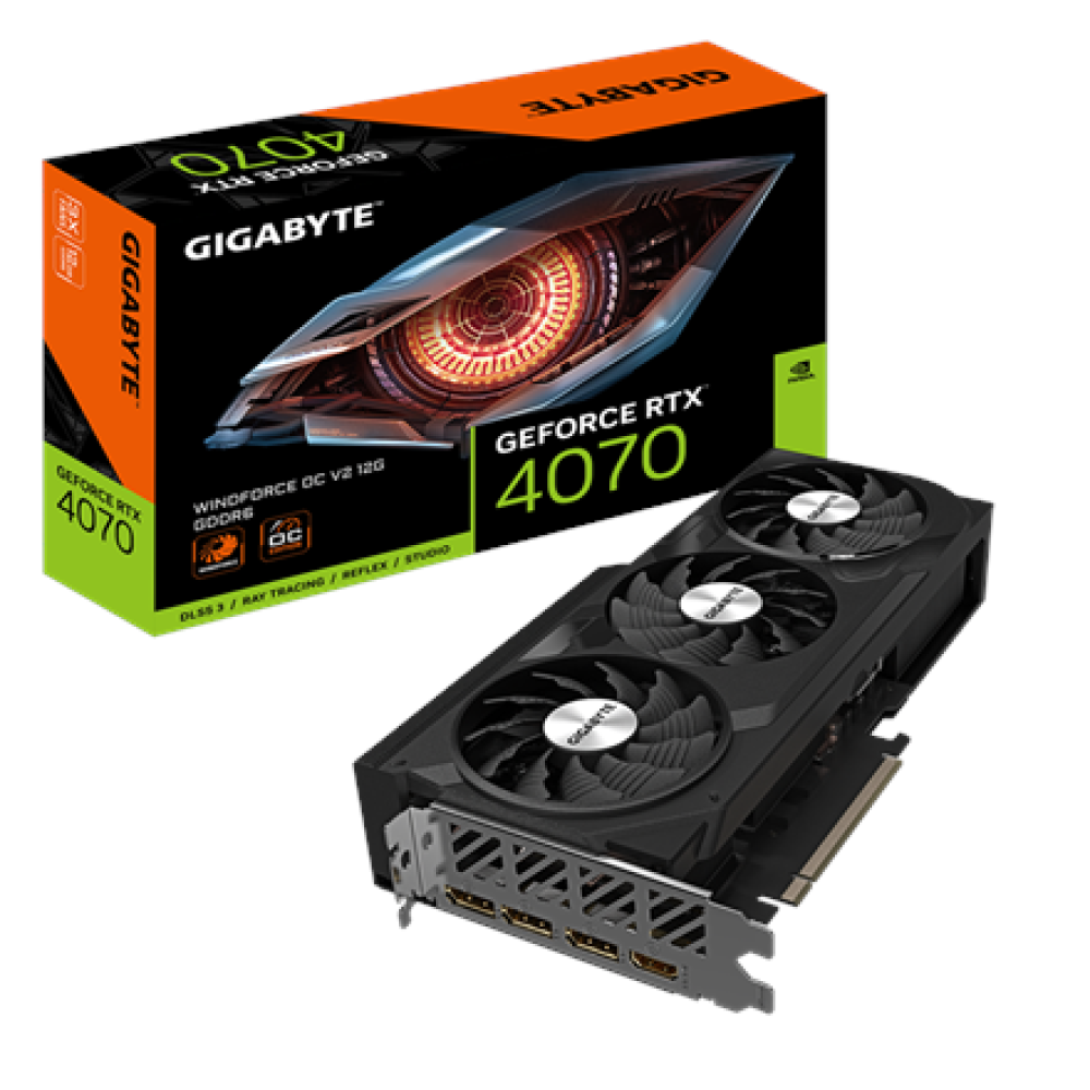 Gigabyte GeForce RTX 4070 WINDFORCE OC V2 12G , NVIDIA , 12 GB , GeForce RTX 4070 , GDDR6 , HDMI ports quantity 1 , PCI-E 4.0 , Memory clock speed 2490 MHz