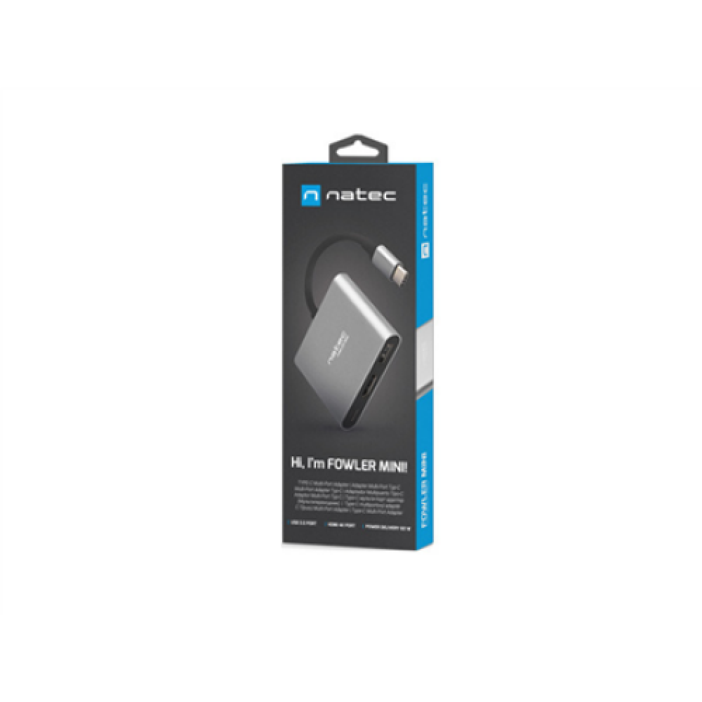 Natec Multi-Port Adapter, Fowler, USB-C, HDMI, USB 3.0 , Natec , USB-C Multiport Adapter , NMP-1607 , Grey , USB Type-C , 0.11 m