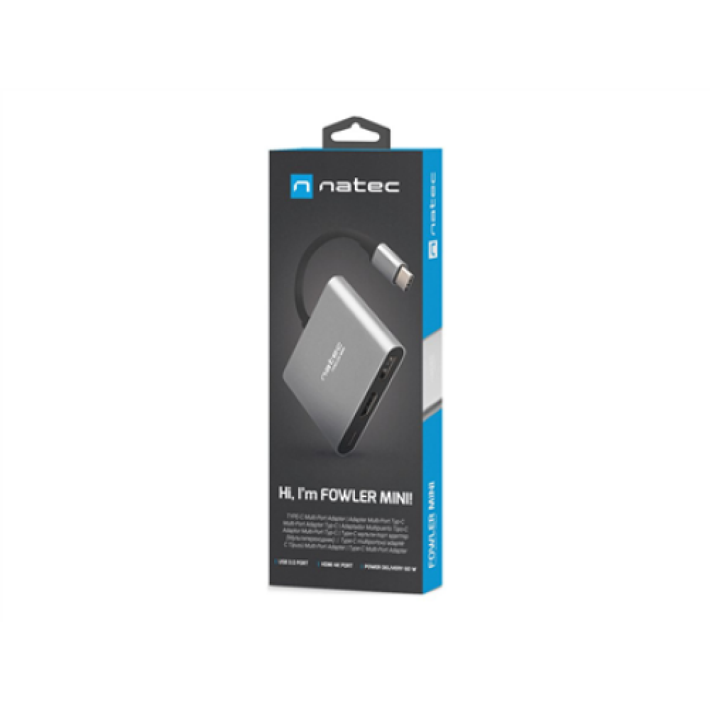 Natec Multi-Port Adapter, Fowler, USB-C, HDMI, USB 3.0 , Natec , USB-C Multiport Adapter , NMP-1607 , Grey , USB Type-C , 0.11 m