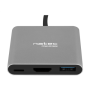 Natec Multi-Port Adapter, Fowler, USB-C, HDMI, USB 3.0 , Natec , USB-C Multiport Adapter , NMP-1607 , Grey , USB Type-C , 0.11 m