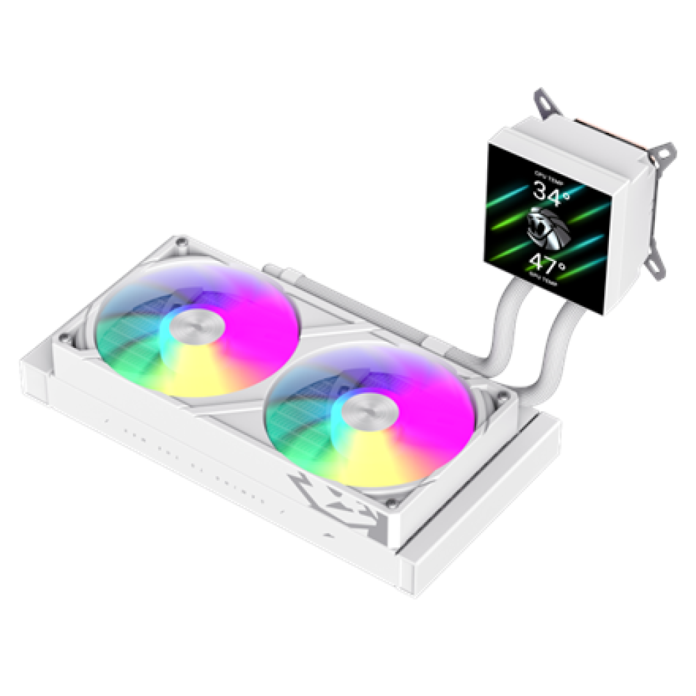 Gamemax CPU Liquid Cooler , GLACIER 240 LCD WH , White
