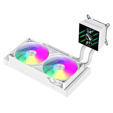 Gamemax CPU Liquid Cooler , GLACIER 240 LCD WH , White
