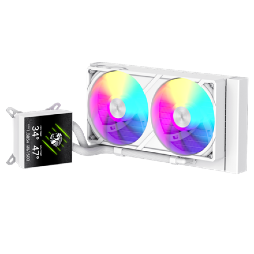 Gamemax CPU Liquid Cooler , GLACIER 240 LCD WH , White