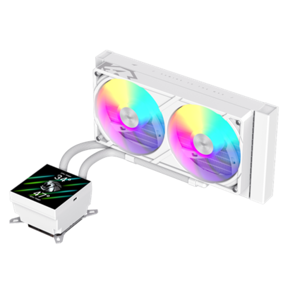 Gamemax CPU Liquid Cooler , GLACIER 240 LCD WH , White