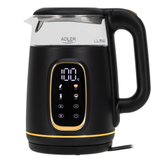 Adler Kettle with LED Display , AD 1305 , Electric , 2200 W , 1.7 L , Plastic , 360° rotational base , Black/Gold