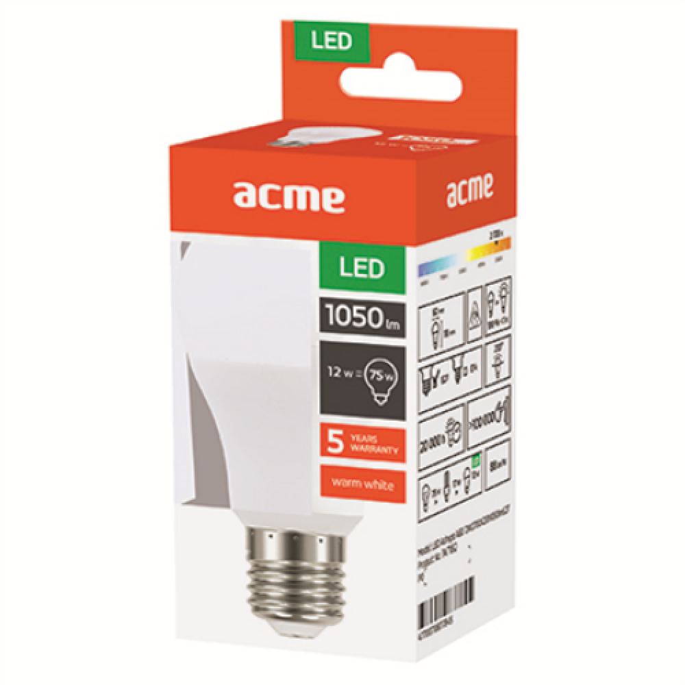 ACME LED Ashape A60 10W3000K1200lmE27 Acme 1 050 lm LED, E27 220-240 V ~50 Hz V