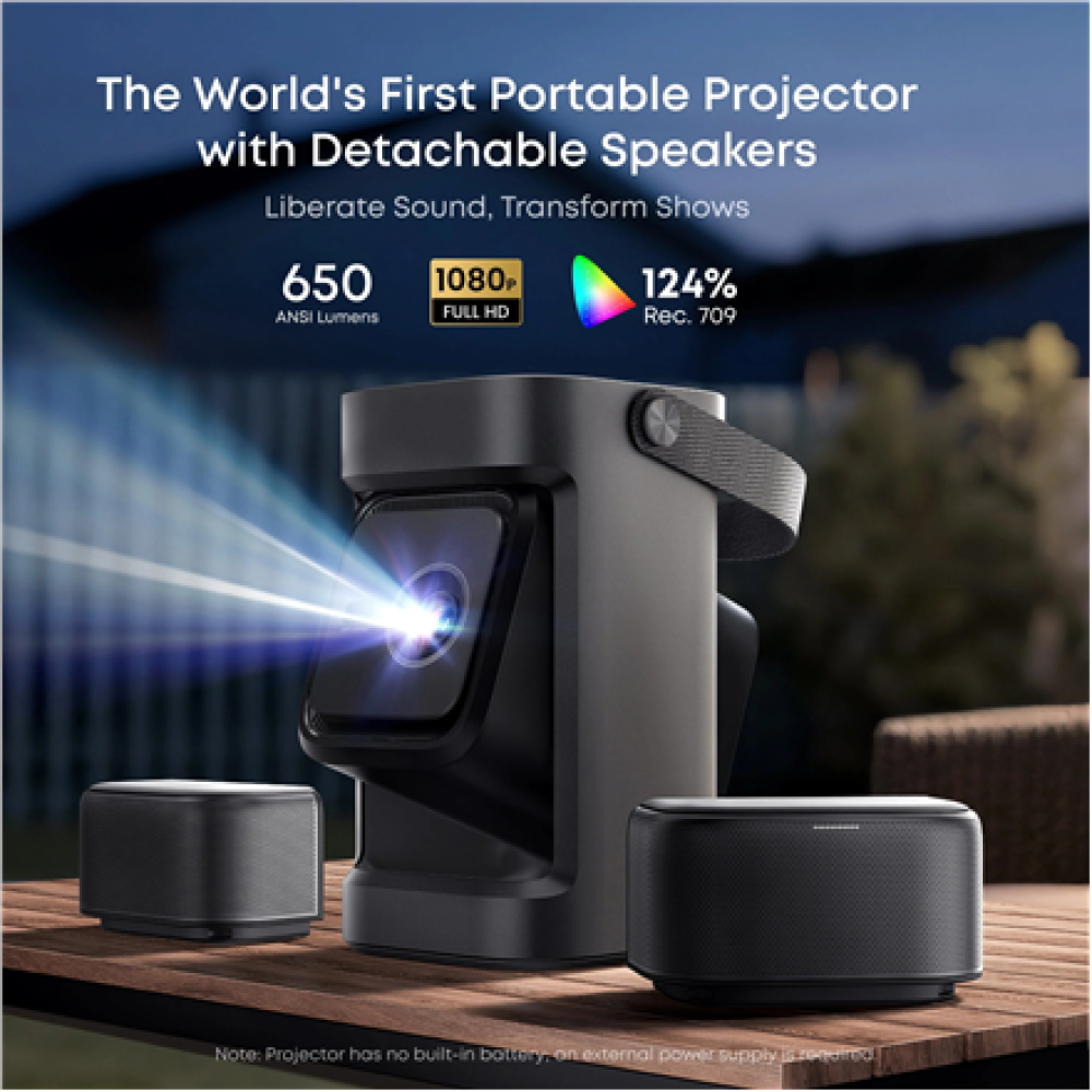 Anker Nebula Nebula P1 Portable Projector with Detachable Speakers , Full HD (1920x1080) , 650 ANSI lumens , Grey