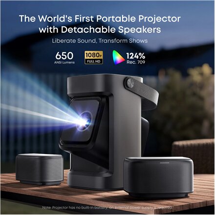 Anker Nebula Nebula P1 Portable Projector with Detachable Speakers , Full HD (1920x1080) , 650 ANSI lumens , Grey