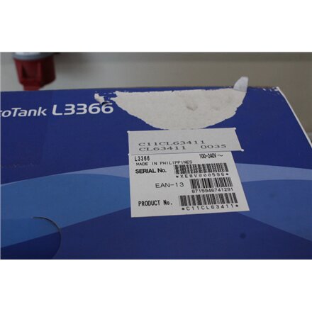 SALE OUT. Epson EcoTank L3366 Multifunctional Printer , SALE OUT. , Epson Multifunctional printer , EcoTank L3366 , Inkjet , Colour , A4 , Wi-Fi , White , DAMAGED PACKAGING, DENTED BODY (INK TANK TOP - COVER)