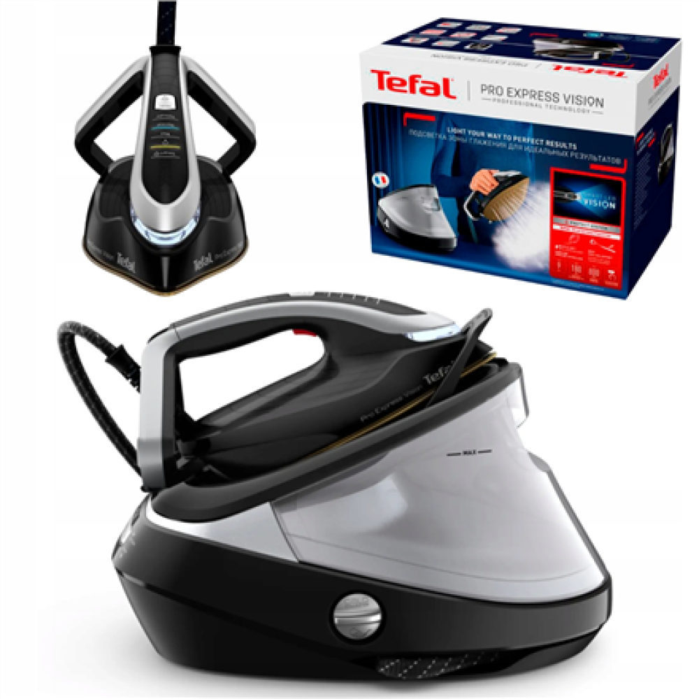 TEFAL , Pro Express Vision GV9821 , 3000 W , 1.2 L , 9 bar , Auto power off , Vertical steam function , Calc-clean function , Black