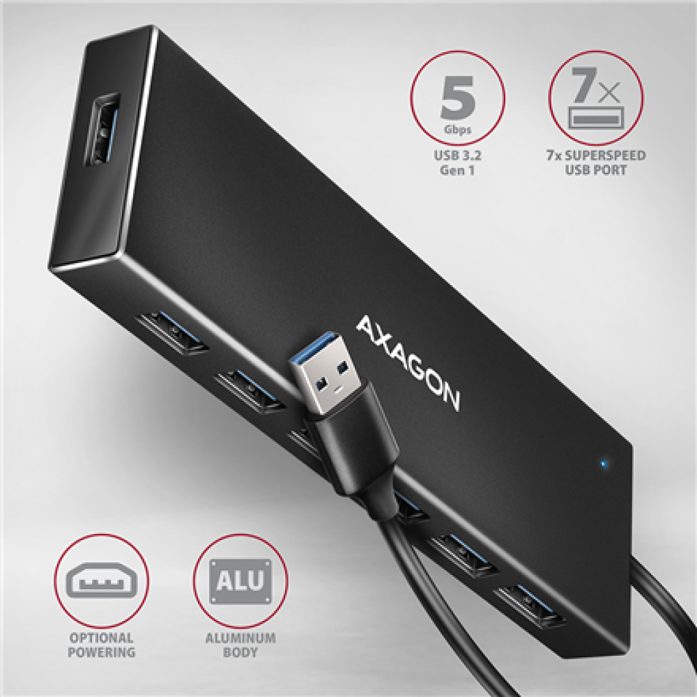 AXAGON SuperSpeed USB-A FLAT Hub , HUE-F7A