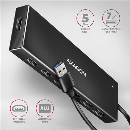 AXAGON SuperSpeed USB-A FLAT Hub , HUE-F7A