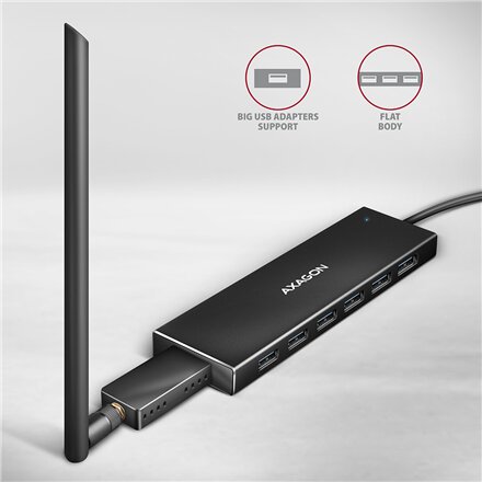 AXAGON SuperSpeed USB-A FLAT Hub , HUE-F7A