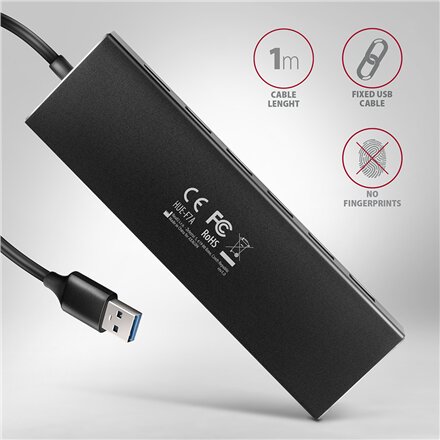 AXAGON SuperSpeed USB-A FLAT Hub , HUE-F7A