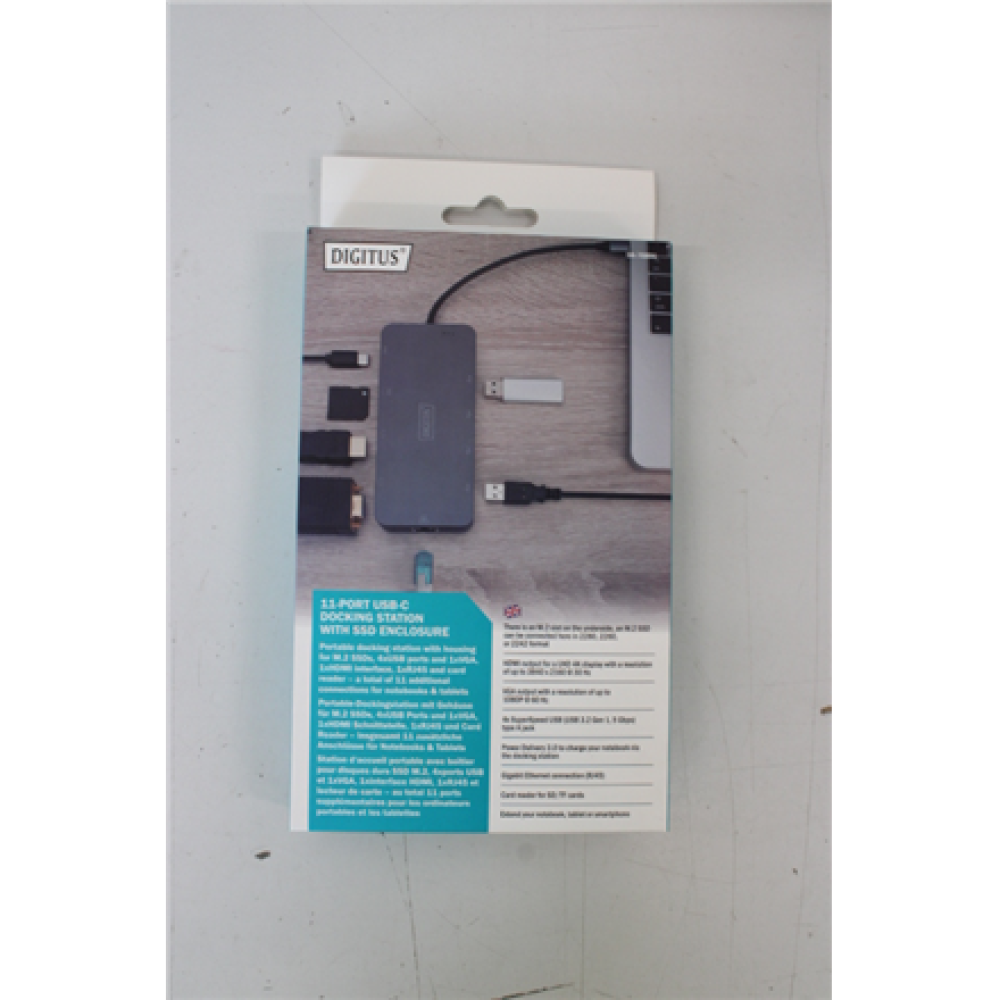 SALE OUT. DIGITUS 11 in 1 USB-C Docking Station & SSD Enclosure 4x USB 3.0, 1x VGA, 1x HDMI, RJ45, M.2 SSD , Digitus , 11 in 1 USB-C Docking Station and SSD Enclosure , DA-70896 , Dock , Ethernet LAN (RJ-45) ports 1 , VGA (D-Sub) ports quantity 1 , US