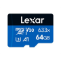 Lexar 64GB High-Performance 633x microSDHC UHS-I, up to 100MB/s read 20MB/s write , Lexar , Memory card , LMS0633064G-BNNNG , 64 GB , microSDXC , Flash memory class UHS-I