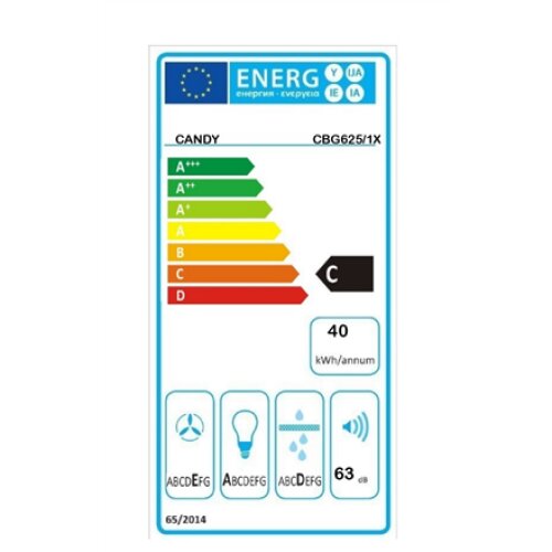 Candy , Hood , CBG625/1X , Canopy , Energy efficiency class C , Width 52 cm , 207 m³/h , Mechanical , LED , Stainless Steel