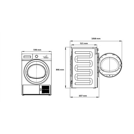 BEKO , Dryer Machine with Heat Pump , BM3T49230W , Energy efficiency class E , Front loading , 9 kg , Digital , Depth 60.7 cm , White