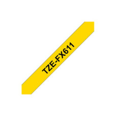 Brother , TZe-FX611 Flexible ID Laminated Tape , Black on Yellow , TZe , 8 m , 6 cm