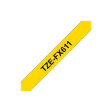 Brother , TZe-FX611 Flexible ID Laminated Tape , Black on Yellow , TZe , 8 m , 6 cm