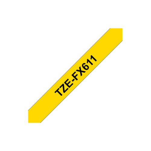 Brother , TZe-FX611 Flexible ID Laminated Tape , Black on Yellow , TZe , 8 m , 6 cm