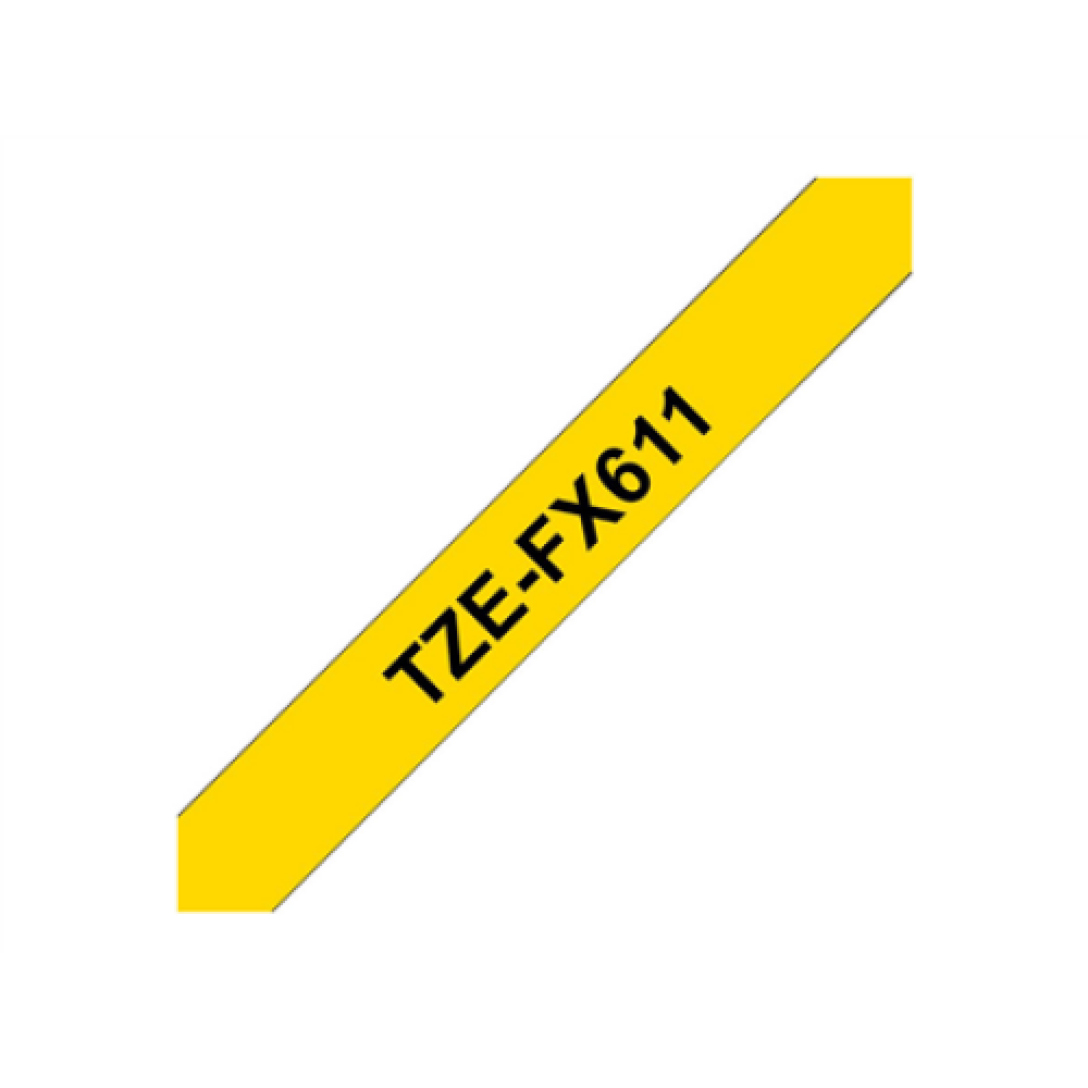 Brother , TZe-FX611 Flexible ID Laminated Tape , Black on Yellow , TZe , 8 m , 6 cm