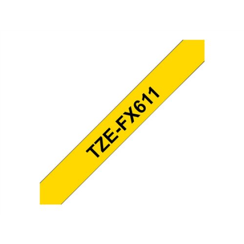 Brother , TZe-FX611 Flexible ID Laminated Tape , Black on Yellow , TZe , 8 m , 6 cm