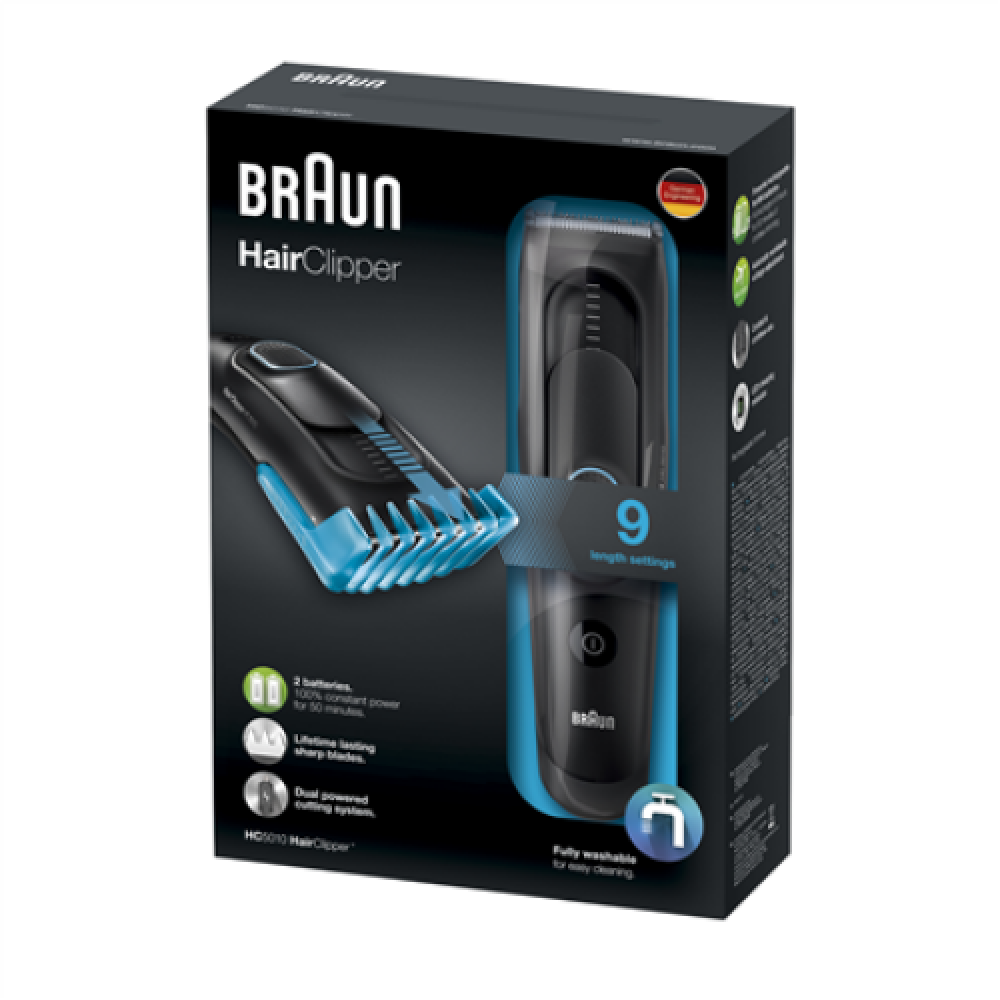 Braun Hair clipper HC5010 Cordless, Yes, Number of length steps 8 length steps, Black