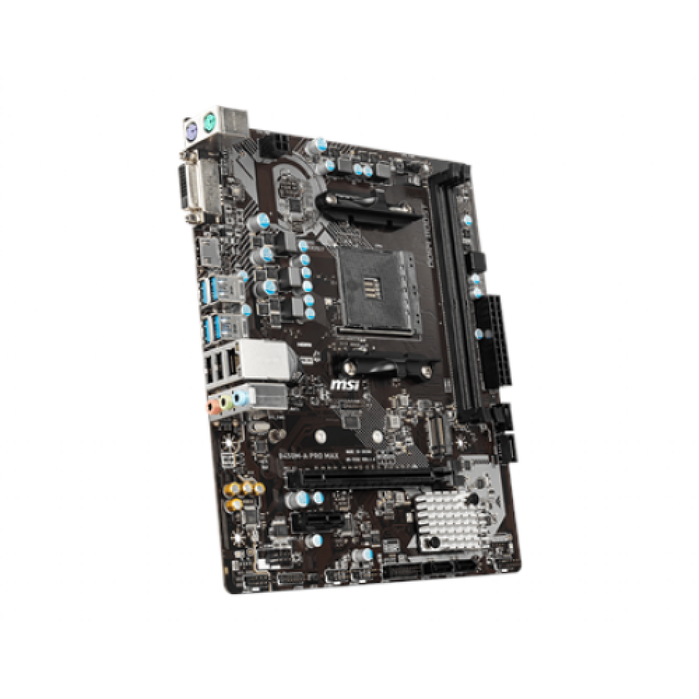 MSI B450M-A PRO MAX Processor family AMD Processor socket AM4 DDR4 DIMM Memory slots 2 Number of SATA connectors 4 Chipset AMD B Micro ATX