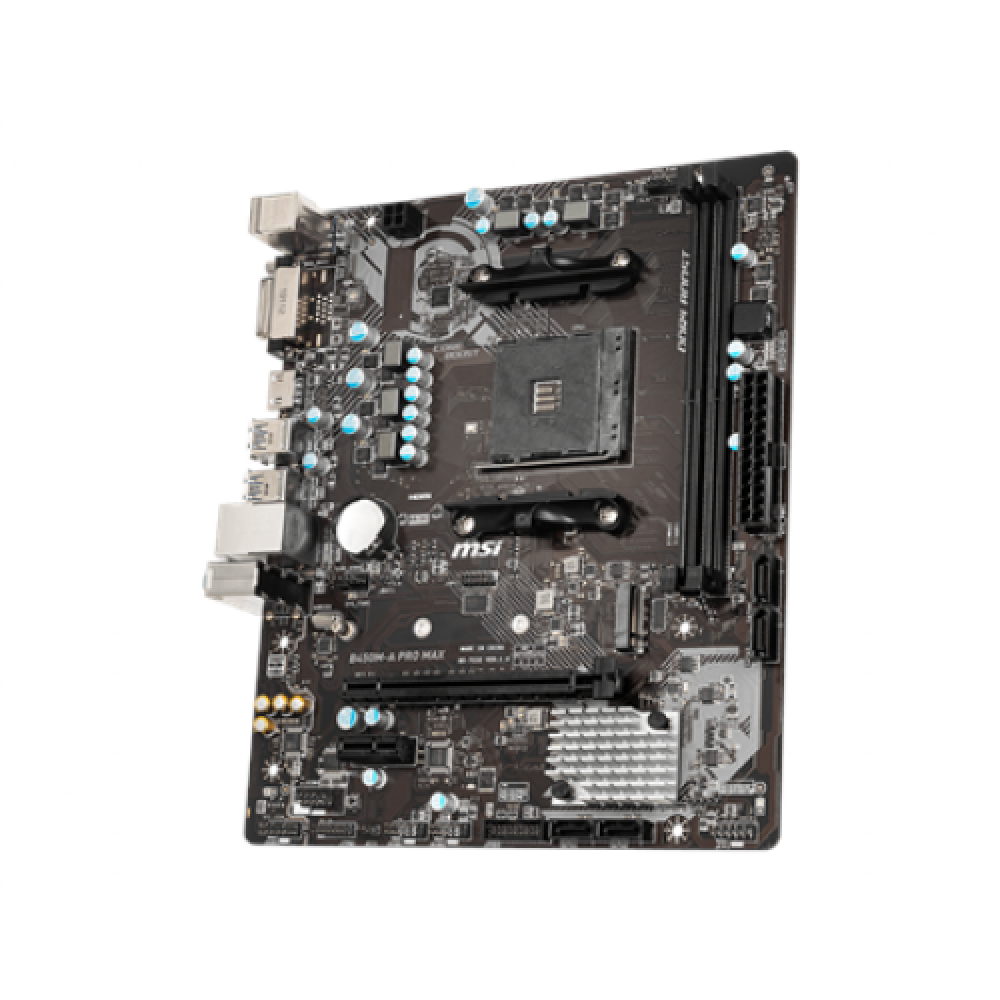 MSI B450M-A PRO MAX Processor family AMD Processor socket AM4 DDR4 DIMM Memory slots 2 Number of SATA connectors 4 Chipset AMD B Micro ATX