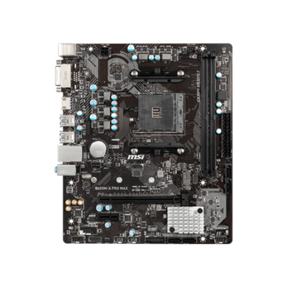 MSI B450M-A PRO MAX Processor family AMD Processor socket AM4 DDR4 DIMM Memory slots 2 Number of SATA connectors 4 Chipset AMD B Micro ATX
