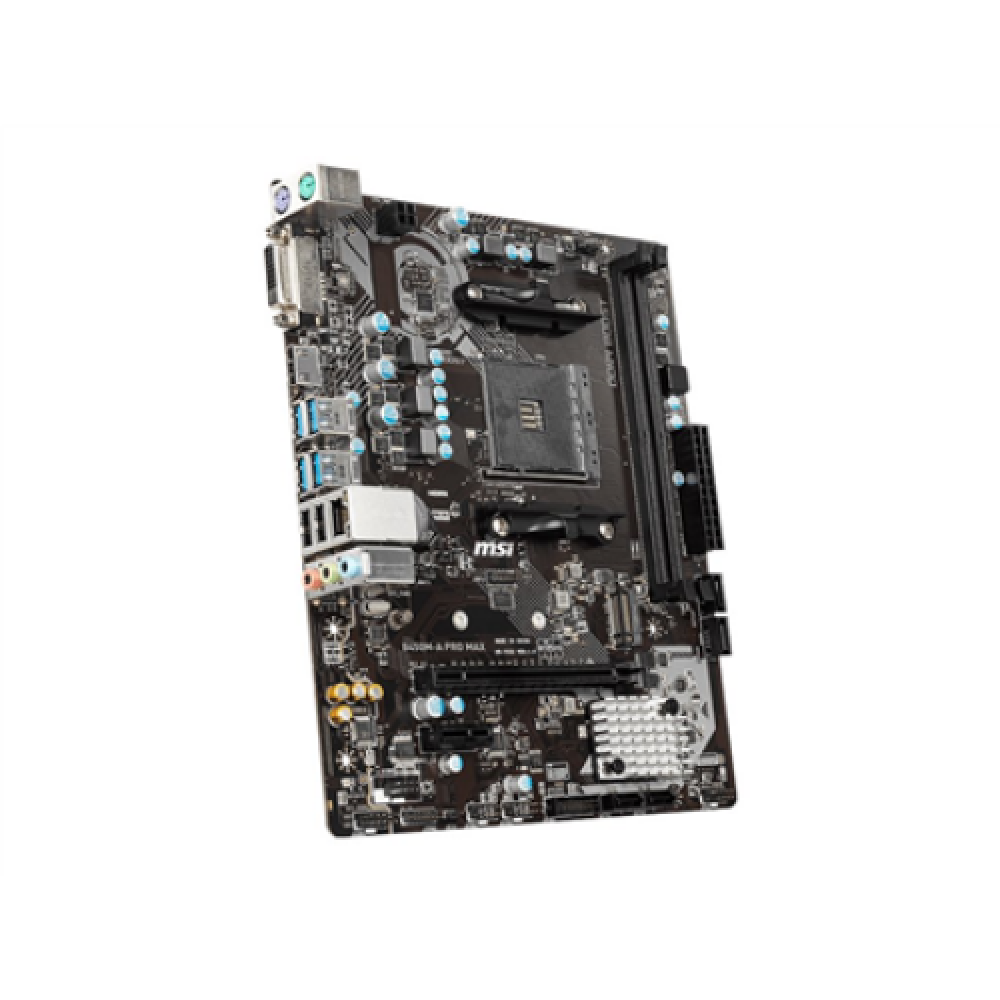 MSI B450M-A PRO MAX Processor family AMD Processor socket AM4 DDR4 DIMM Memory slots 2 Number of SATA connectors 4 Chipset AMD B Micro ATX