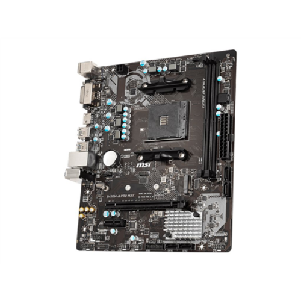 MSI B450M-A PRO MAX Processor family AMD Processor socket AM4 DDR4 DIMM Memory slots 2 Number of SATA connectors 4 Chipset AMD B Micro ATX