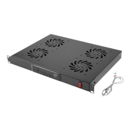Lanberg 19 fan unit/ventilation panel with LCD 4 fans + thermostat 230V , AK-1503-B , Black