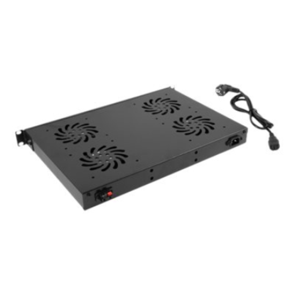 Lanberg 19 fan unit/ventilation panel with LCD 4 fans + thermostat 230V , AK-1503-B , Black