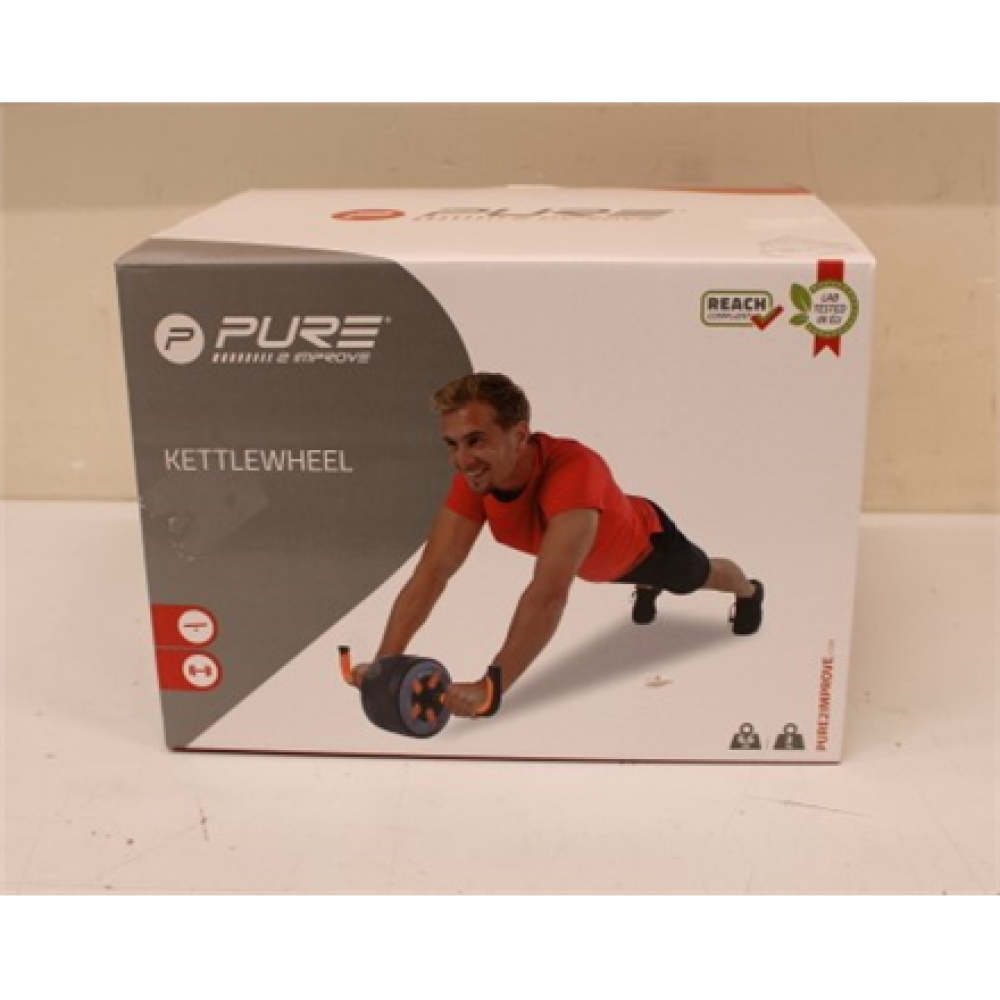 SALE OUT. Pure2Improve 2 in 1 Ab Wheel and Kettlebell, Black/Orange , Pure2Improve , 3.12 kg , DAMAGED PACKAGING